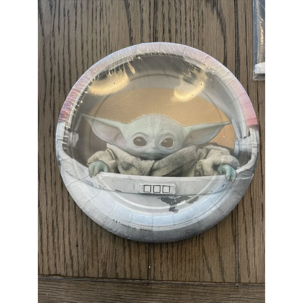 star wars baby yoda mandalorian birthday supply set, Table Cover, Plates, Napkin